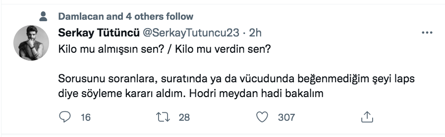 serkay tutuncu den kilo sorularina tepki